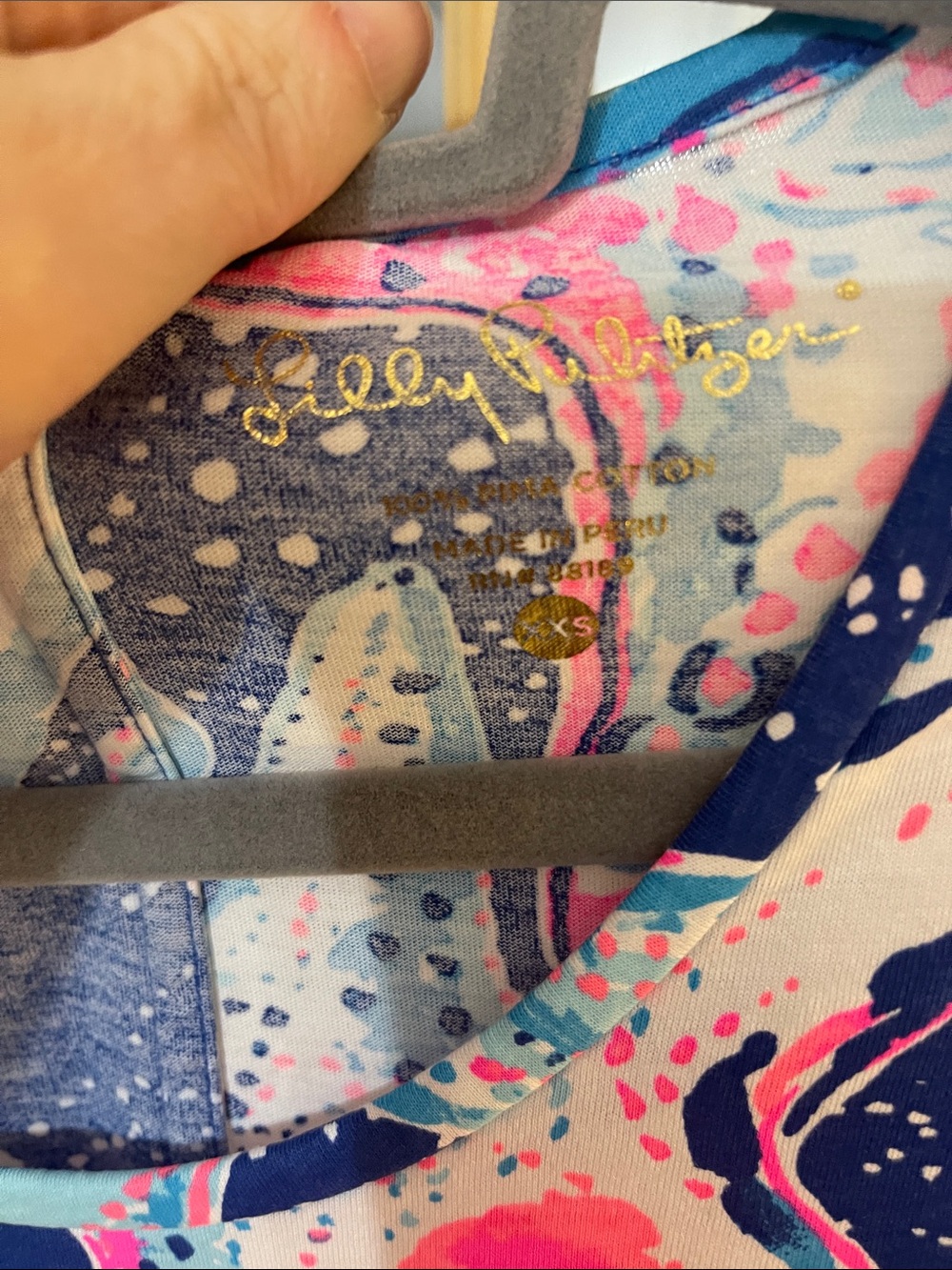 176. Lilly Pulitzer Navy, Pink & Light Blue Starfish Print Tunic - Picture 3 of 5